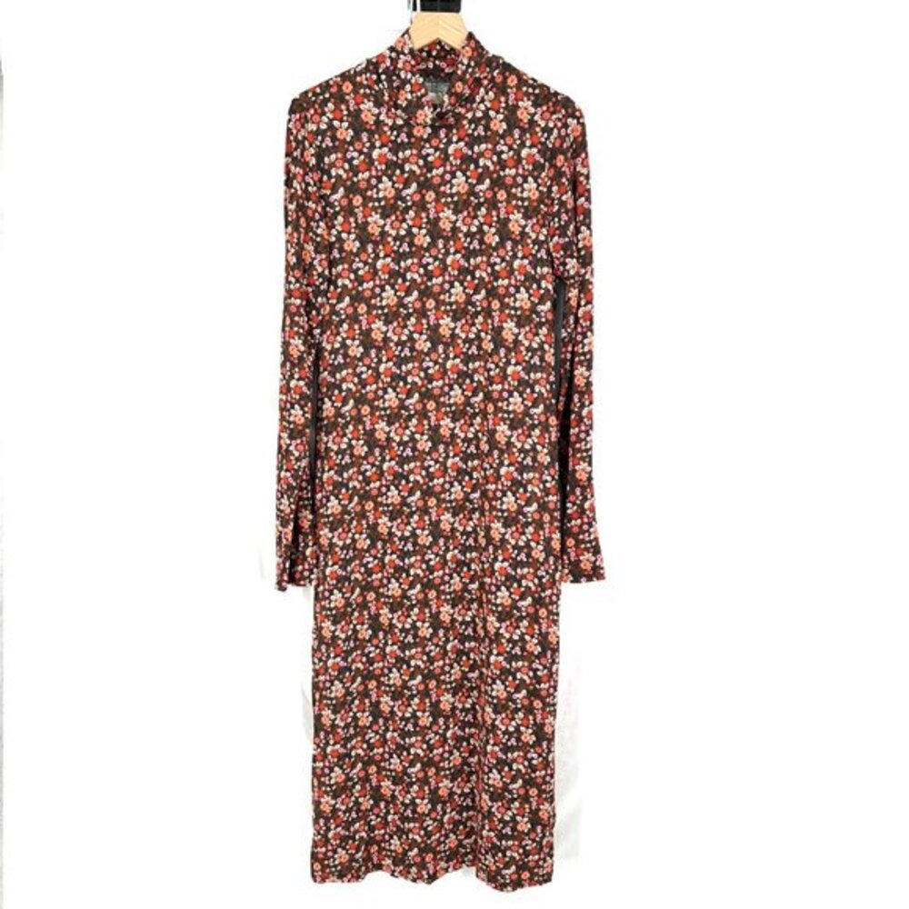 NEW Ramy Brook Floral Heidi Dress bodycon sheath midi grunge retro high‎ neck XL - Picture 2 of 16